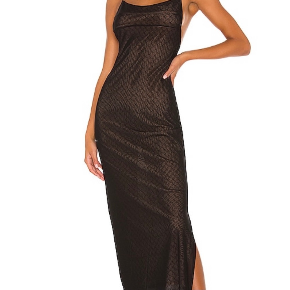 Miaou Thais Monogrammed Semi-Sheer Slip Dress